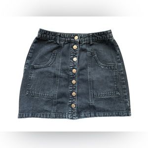 Stradivarius  black denim mini skirt with front buttons
